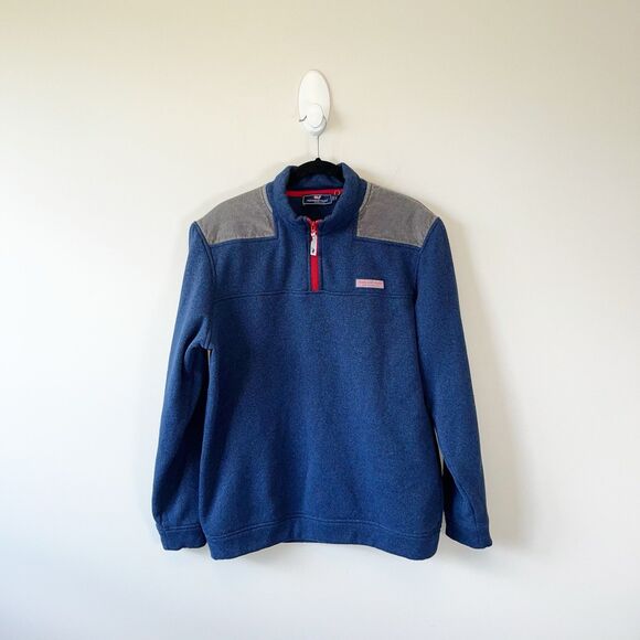 Vineyard Vines Men's Corduroy Trim Half-Zip Shep Sweatshirt Blue Size Large - Picture 1 of 11
